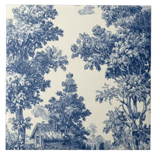 Luxe Vintage Zachte Toile Jouy Frans Platteland Tegeltje
