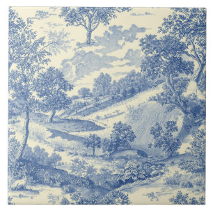 Luxe Vintage Zachte Toile Jouy Frans Platteland Tegeltje