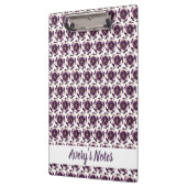 Luxe Violet Ivoor Bloemen Naam Klembord (Links)