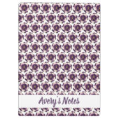 Luxe Violet Ivoor Bloemen Naam Klembord (Achterkant)