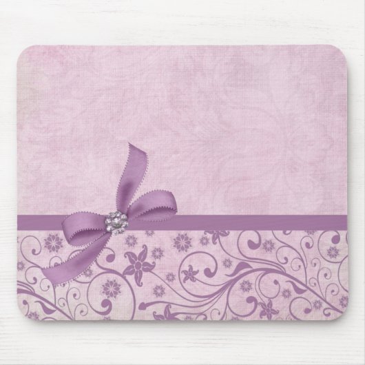 Luxe Violet lint Elegant Damask Mousepad Muismat (Voorkant)