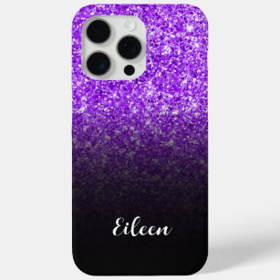 Luxe Violet Paarse Glitter Zwart Gradient iPhone 15 Pro Max Hoesje