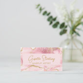 Luxe Visagist Blush Roze Goud Agaat QR Code Visitekaartje (Staand voorkant)