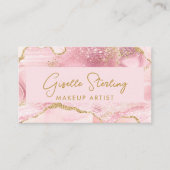 Luxe Visagist Blush Roze Goud Agaat QR Code Visitekaartje (Voorkant)
