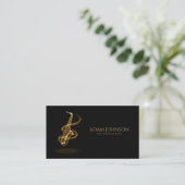 Luxe Visitekaartje Muzikant Goud Saxofoon (Staand voorkant)