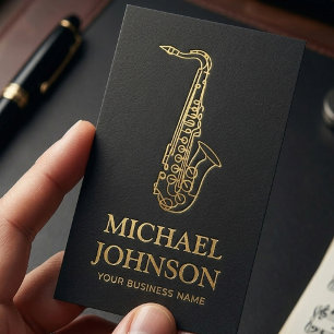 Luxe Visitekaartje Muzikant Goud Saxofoon