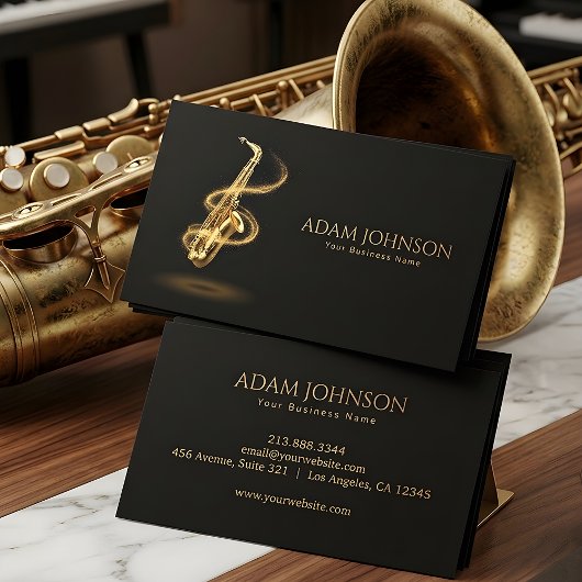Luxe Visitekaartje Muzikant Goud Saxofoon