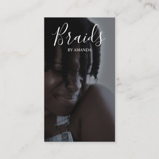 Luxe Vlechten Afro Amerikaanse Hairstylist QR Code Visitekaartje (Voorkant)