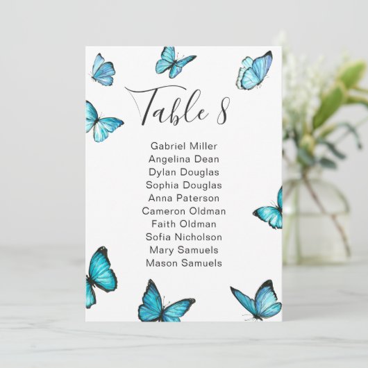 Luxe vlinders Trouw zitplaatsenkaart. Zomer Kaart (Staand voorkant)