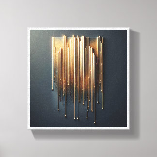 Luxe Vloeibaar Goud Druppels - Moderne Metalen Reg Canvas Afdruk