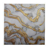 Luxe vloeibaar goud en wit marmerontwerp tegeltje (Voorkant)