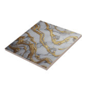 Luxe vloeibaar goud en wit marmerontwerp tegeltje (Zijkant)