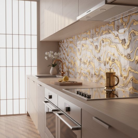 Luxe vloeibaar goud en wit marmerontwerp tegeltje