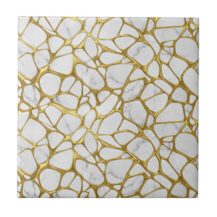 Luxe Vloeibaar Goud Wit Marmer Patroon Tegeltje