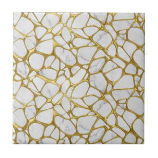 Luxe Vloeibaar Goud Wit Marmer Patroon Tegeltje