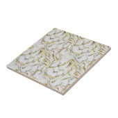 Luxe Vloeibaar Goud Witte Marmer Textuur Tegeltje (Zijkant)