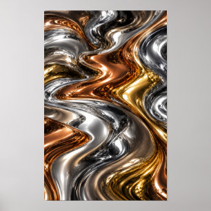 Luxe vloeibare metalen wandkunst poster