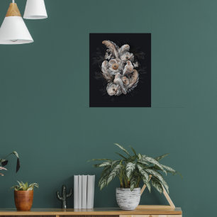 Luxe vogel, bloemen en veren Dark Print 1