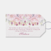 Luxe Volwassen Verjaardag Bloemen Roze Goud Glitte Cadeaulabel (Voorkant (Horizontaal))