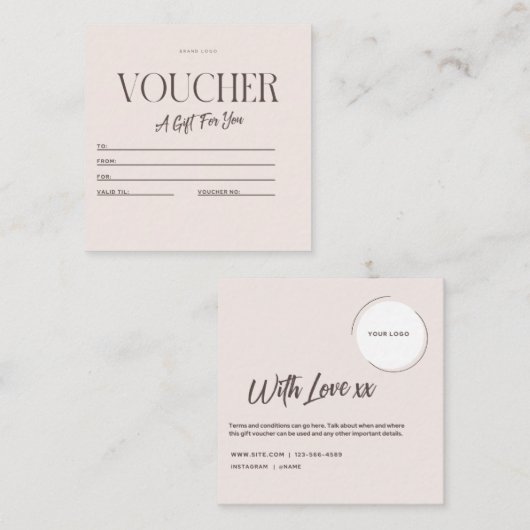 Luxe voucher Minimalist Gift Kaart Certificaat Notitiekaartje (Voorkant / Achterkant)