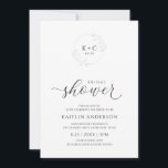 Luxe Vrijgezellenfeest Elegant Romantic Calligrafi Kaart<br><div class="desc">Elegant Luxury Bridal Shower Invitations - Splendid Calligraphy Script (Registry & Wedding Website op de achterzijde): Deze romantische bruiddoucheuitnodigingen zijn voorzien van een elegant kalligrafiescript met een subtiele kreet en monogram. De rug kenmerkt een eenvoudig ontwerp met de registratie en de websiteinfo van het paar (u kunt dit schrappen als...</div>