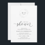 Luxe Vrijgezellenfeest Elegant Romantic Calligrafi Kaart<br><div class="desc">Elegant Luxury Bridal Shower Invitations - Splendid Calligraphy Script (Registry & Wedding Website op de achterzijde): Deze romantische bruiddoucheuitnodigingen zijn voorzien van een elegant kalligrafiescript met een subtiele kreet en monogram. De rug kenmerkt een eenvoudig ontwerp met de registratie en de websiteinfo van het paar (u kunt dit schrappen als...</div>
