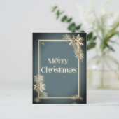 Luxe Vrolijk Kerstfeest met sneeuwkristallen Briefkaart (Staand voorkant)