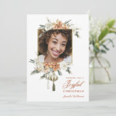 Luxe Vrouwelijke Bloemen Foto Vakantie Kaart (Staand voorkant)
