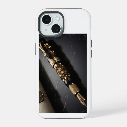 Luxe vulpen kunst telefoonhoesje iPhone 15 case (Achterkant)