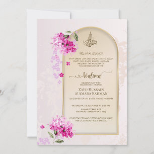 Luxe Walima uitnodiging   Waterverf hortensia's