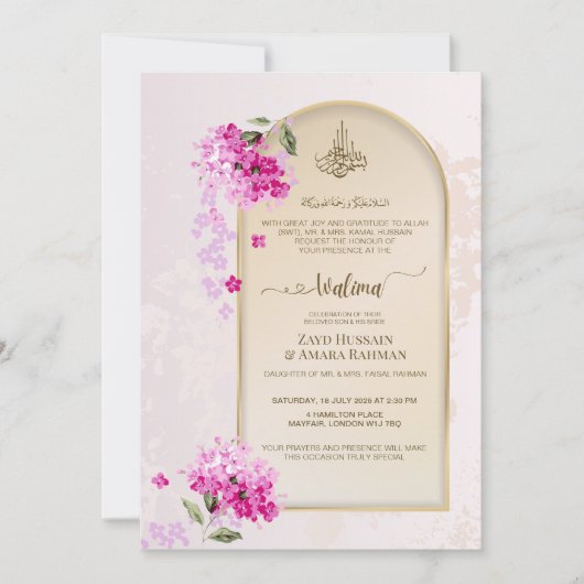 Luxe Walima-uitnodiging | Waterverf Hydrangea's Kaart (Voorkant)