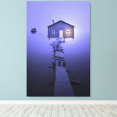 Luxe Wall Art Peaceful Calm Boat House op Lake Canvas Afdruk (Insitu (Houten vloer))