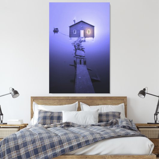 Luxe Wall Art Peaceful Calm Boat House op Lake Canvas Afdruk (Insitu (Slaapkamer))