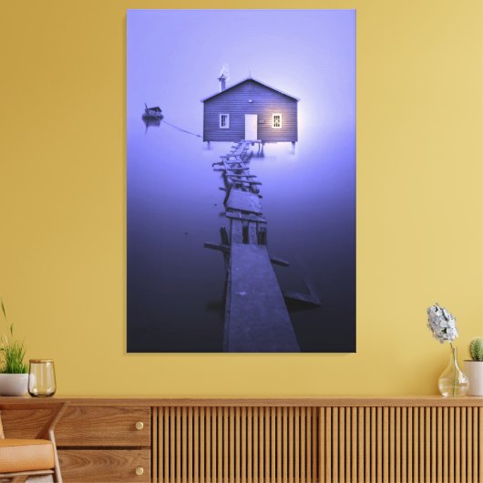 Luxe Wall Art Peaceful Calm Boat House op Lake Canvas Afdruk (Insitu (Woonkamer))