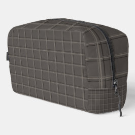 Luxe warme houtskoolkleurige geruite windowpane st toilettasje