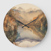 Luxe Watercolor Herfst Bergmeer Grote Klok (Voorkant)