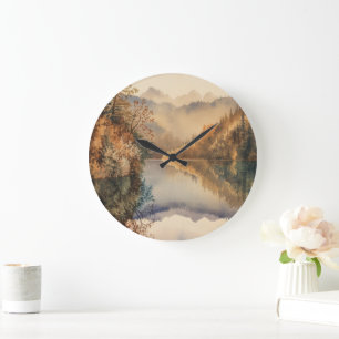 Luxe Watercolor Herfst Bergmeer Grote Klok