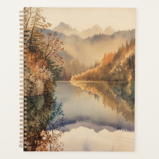 Luxe Watercolor Herfst Bergmeer Planner (Voorkant)