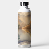 Luxe Watercolor Herfst Bergmeer Waterfles (Links)