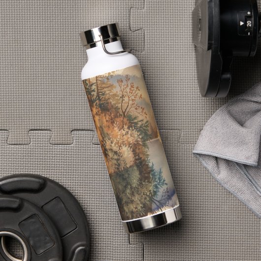 Luxe Watercolor Herfst Bergmeer Waterfles (Gym (Gedraaid) )