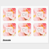 Luxe Watercolor Roze Bloemen Vierkante Sticker (Vel)