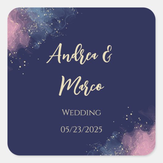 Luxe  Waterverf Beach Wedding Vierkante Sticker (Voorkant)