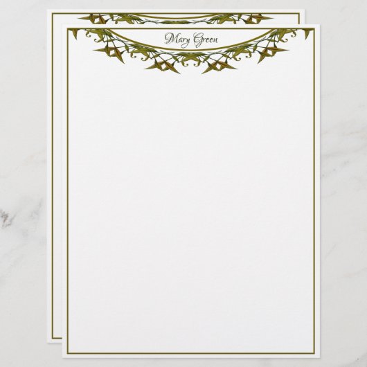 Luxe waterverf bladeren briefhoofd (Voorkant / Achterkant)