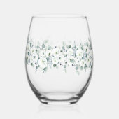 Luxe waterverf Botanic Ivy Spring verloofd Wijnglas Zonder Voet (Achterkant)