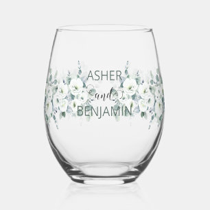 Luxe waterverf Botanic Ivy Spring verloofd Wijnglas Zonder Voet