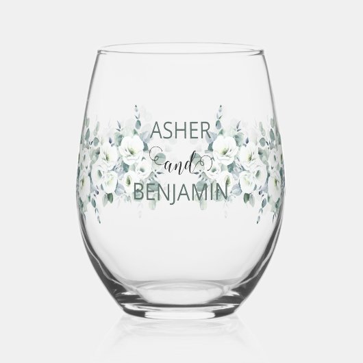 Luxe waterverf Botanic Ivy Spring verloofd Wijnglas Zonder Voet (Links)