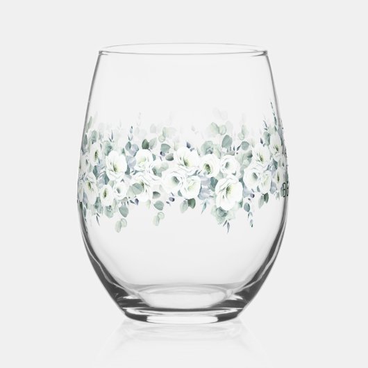 Luxe waterverf Botanic Ivy Spring verloofd Wijnglas Zonder Voet (Voorkant)