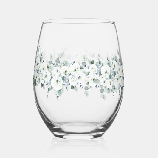 Luxe waterverf Botanic Ivy Spring verloofd Wijnglas Zonder Voet (Achterkant)