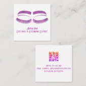 Luxe Waterverf Eyelash & Brow Beauty, Paarse Vierkante Visitekaartje (Voorkant / Achterkant)