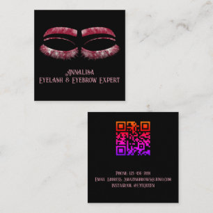 Luxe Waterverf Eyelash & Brow Beauty, Rood Roze Vierkante Visitekaartje